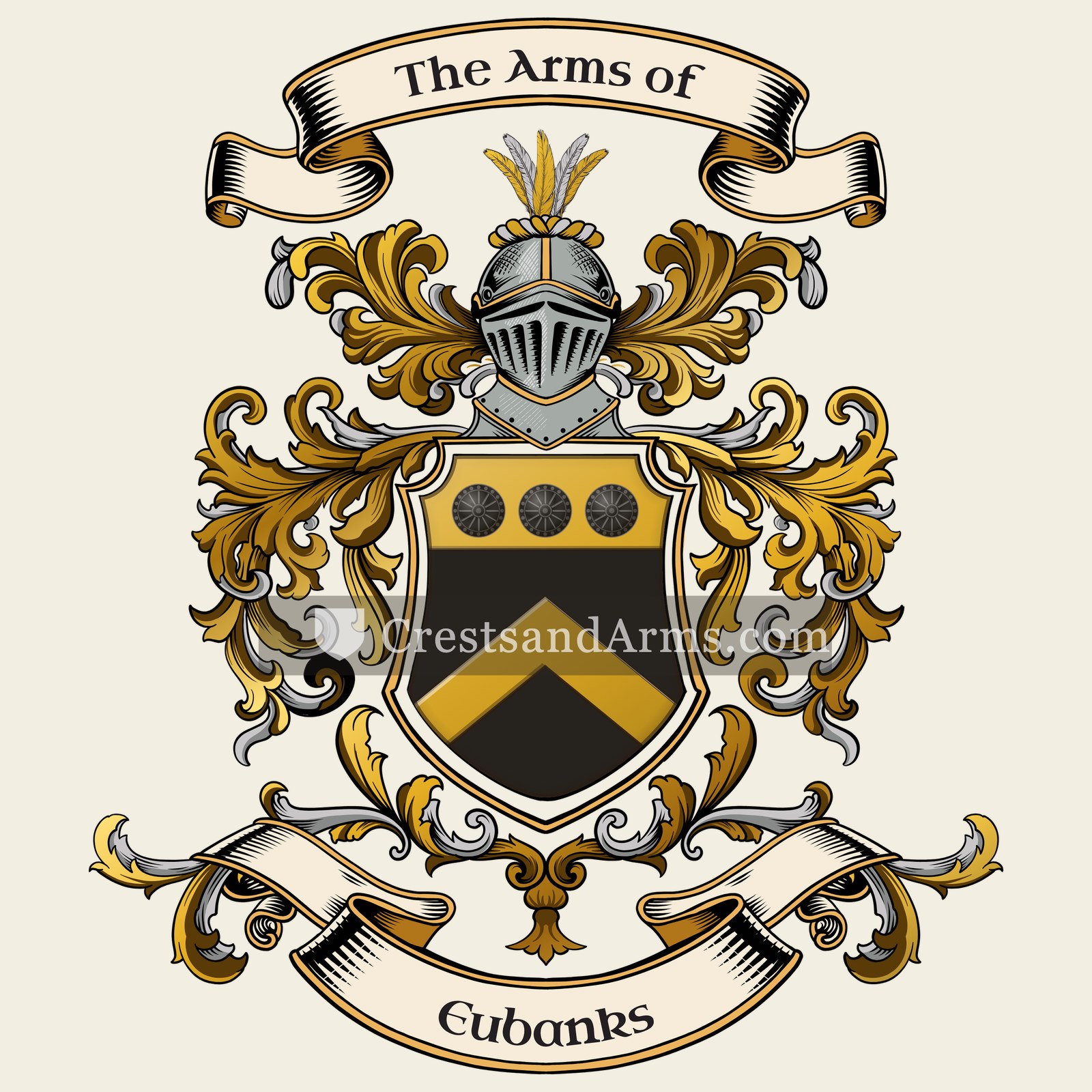 The Eubanks coat of arms, drawn from the recorded blazon