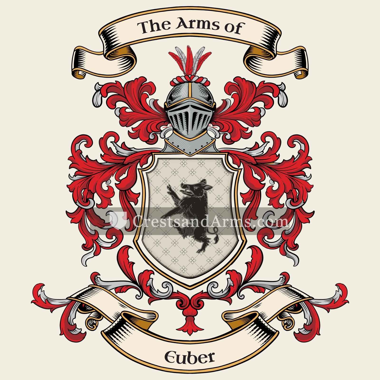 The Euber coat of arms, drawn from the recorded blazon