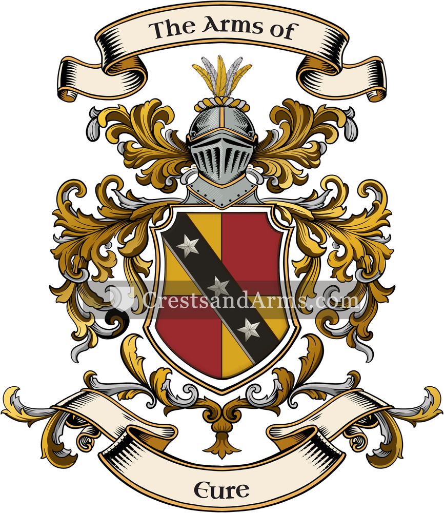 The Eure coat of arms, drawn from the recorded blazon