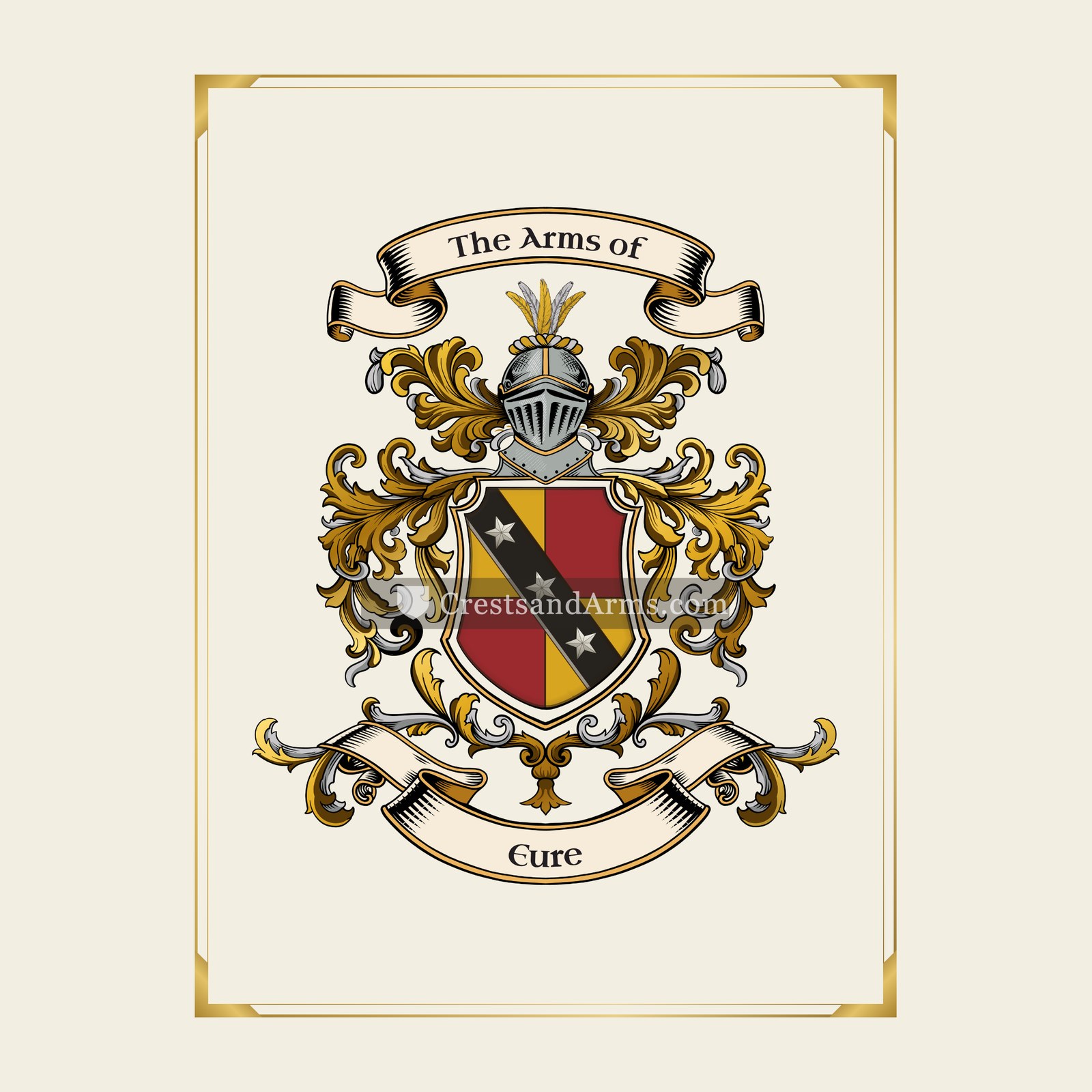 With gold border