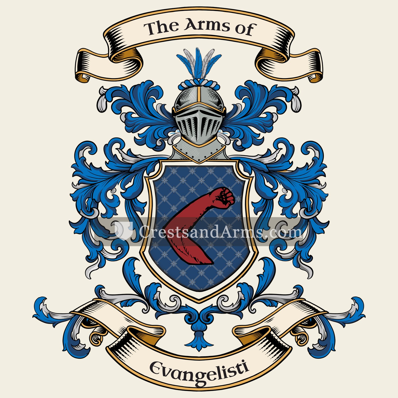 The Evangelisti coat of arms, drawn from the recorded blazon