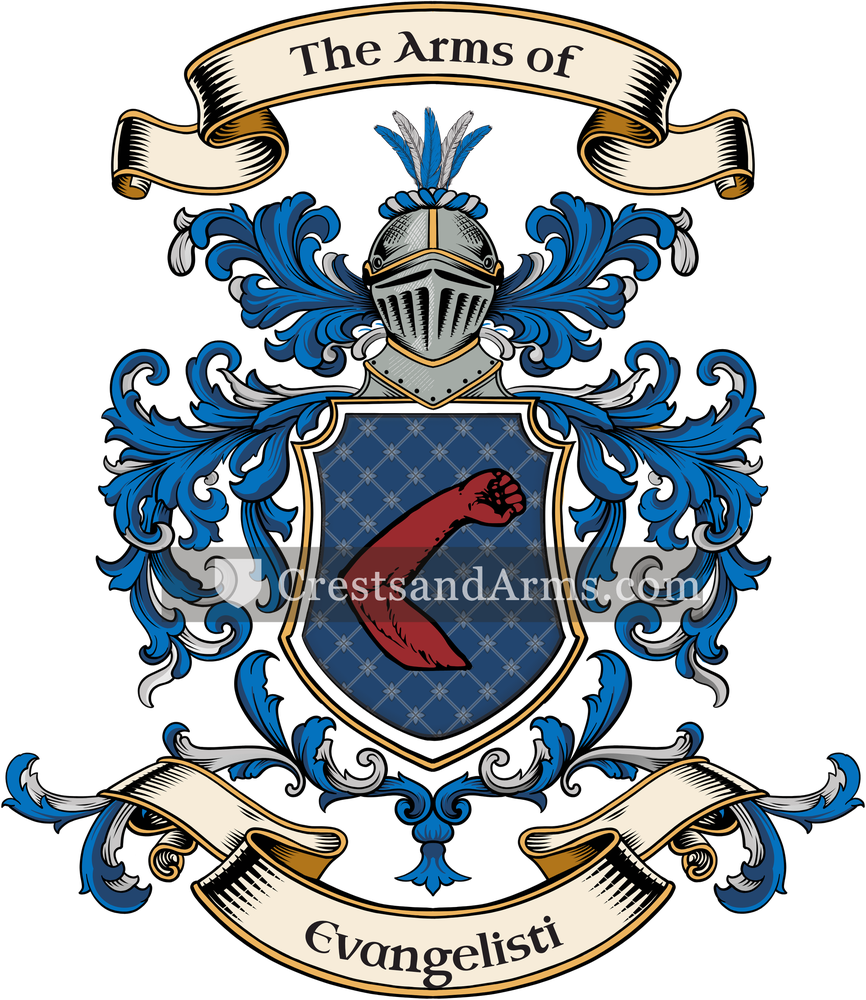 The Evangelisti coat of arms, drawn from the recorded blazon
