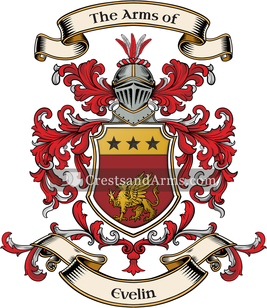 The Evelin coat of arms, drawn from the recorded blazon