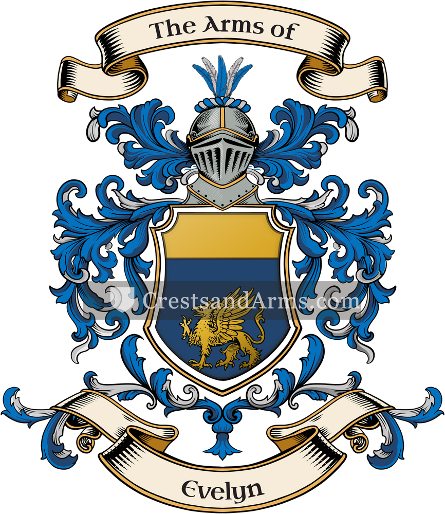 The Evelyn coat of arms, drawn from the recorded blazon