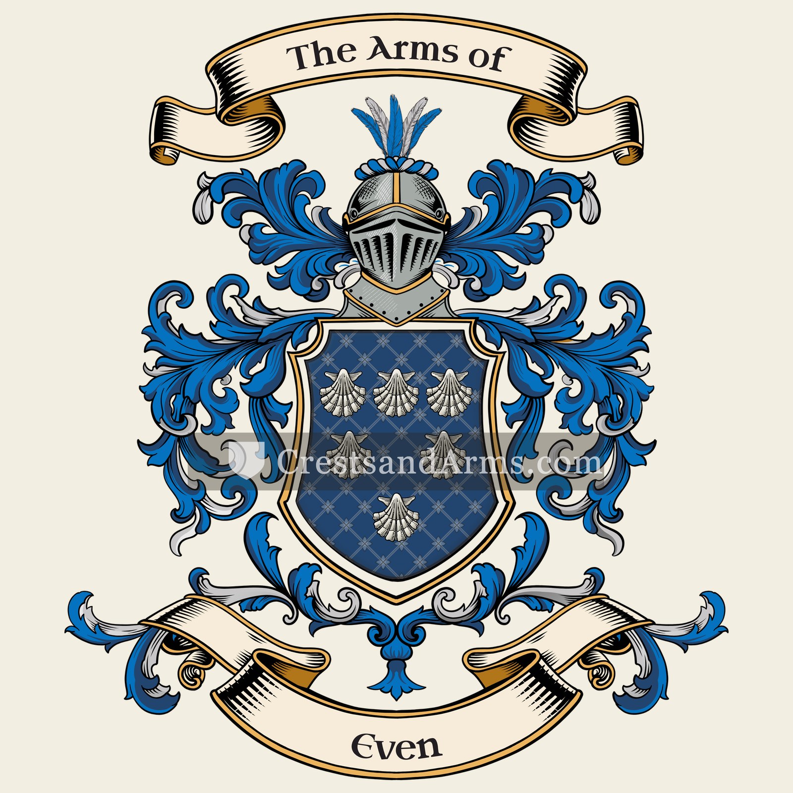 The Even coat of arms, drawn from the recorded blazon