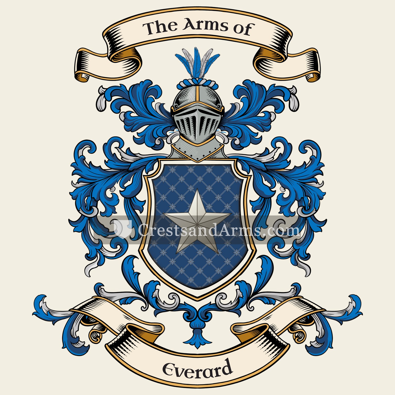 The Everard coat of arms, drawn from the recorded blazon