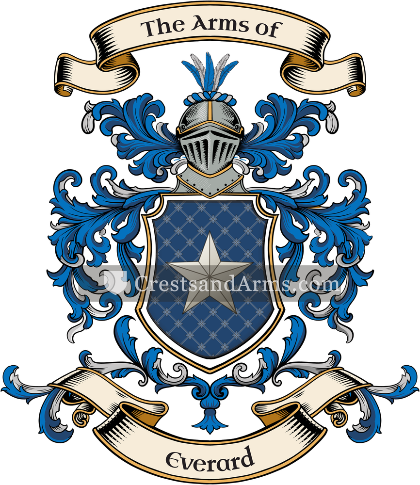 The Everard coat of arms, drawn from the recorded blazon