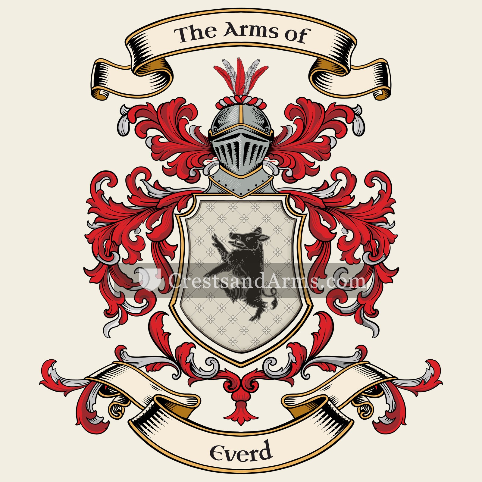 The Everd coat of arms, drawn from the recorded blazon