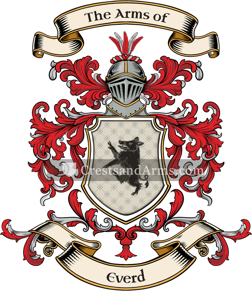 The Everd coat of arms, drawn from the recorded blazon