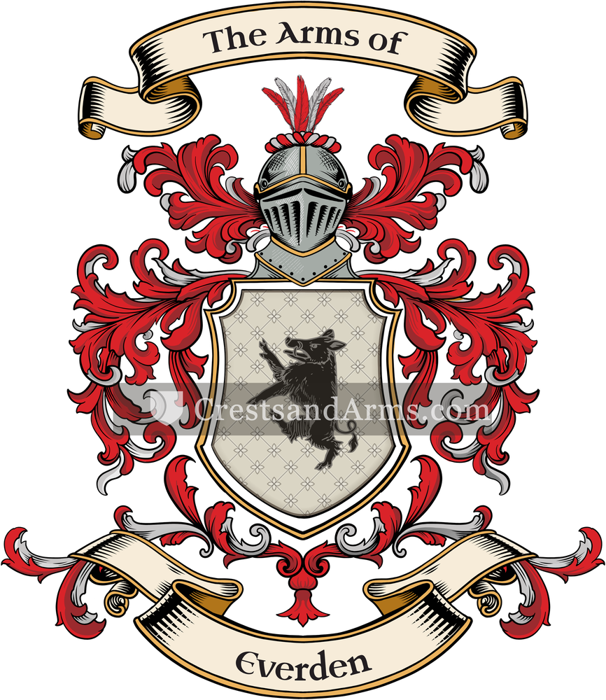 The Everden coat of arms, drawn from the recorded blazon