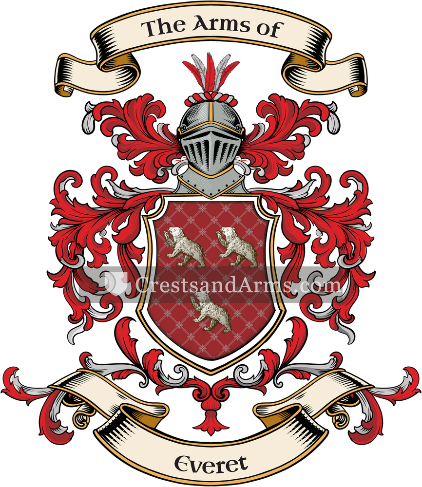The Everet coat of arms, drawn from the recorded blazon