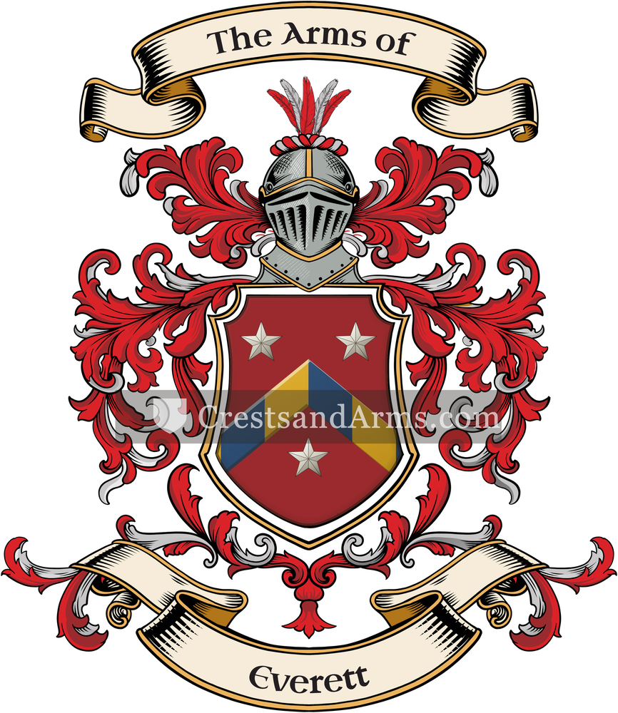 The Everett coat of arms, drawn from the recorded blazon