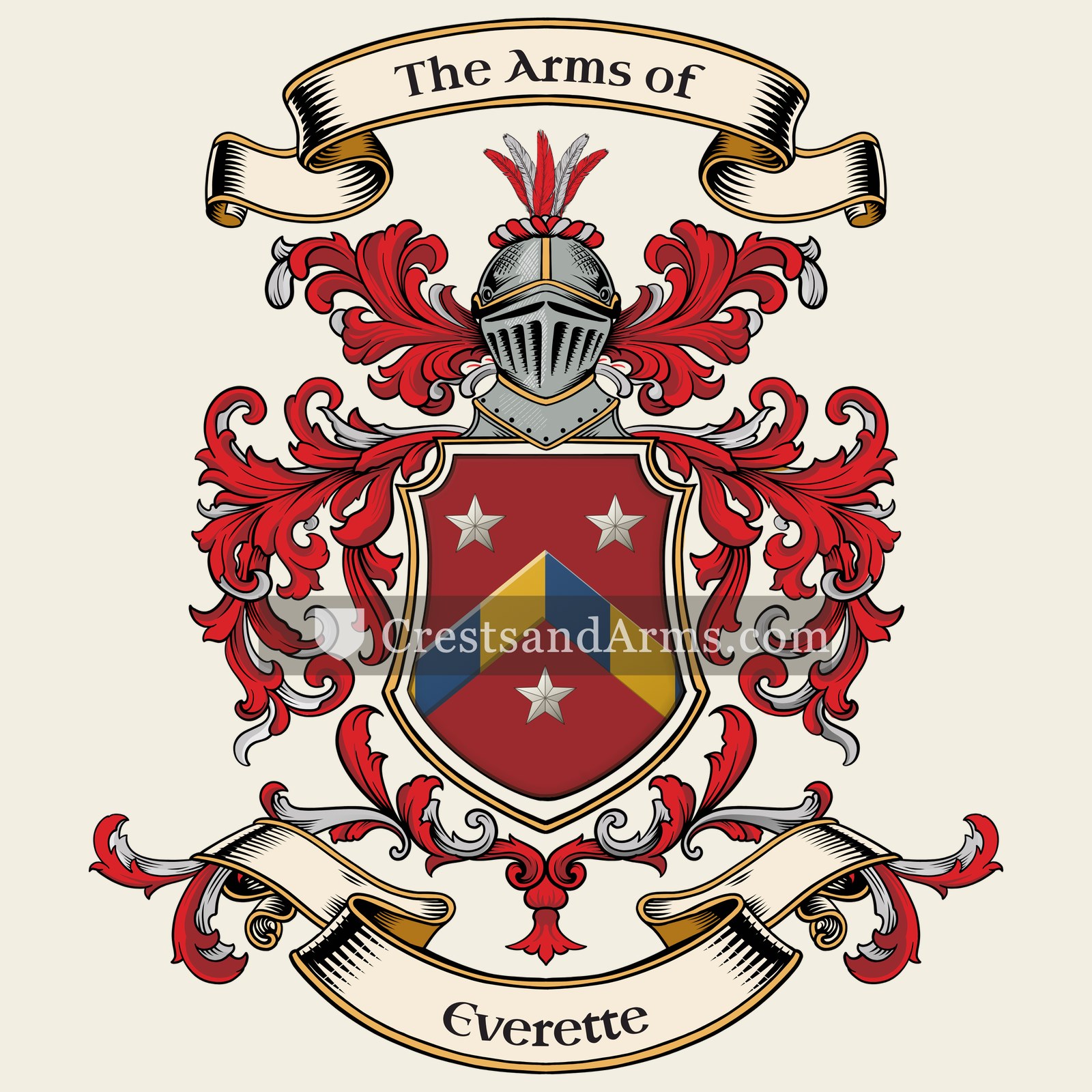 The Everette coat of arms, drawn from the recorded blazon