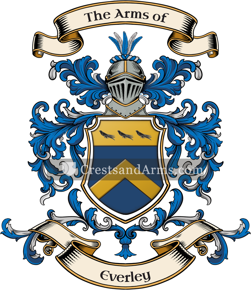 The Everley coat of arms, drawn from the recorded blazon
