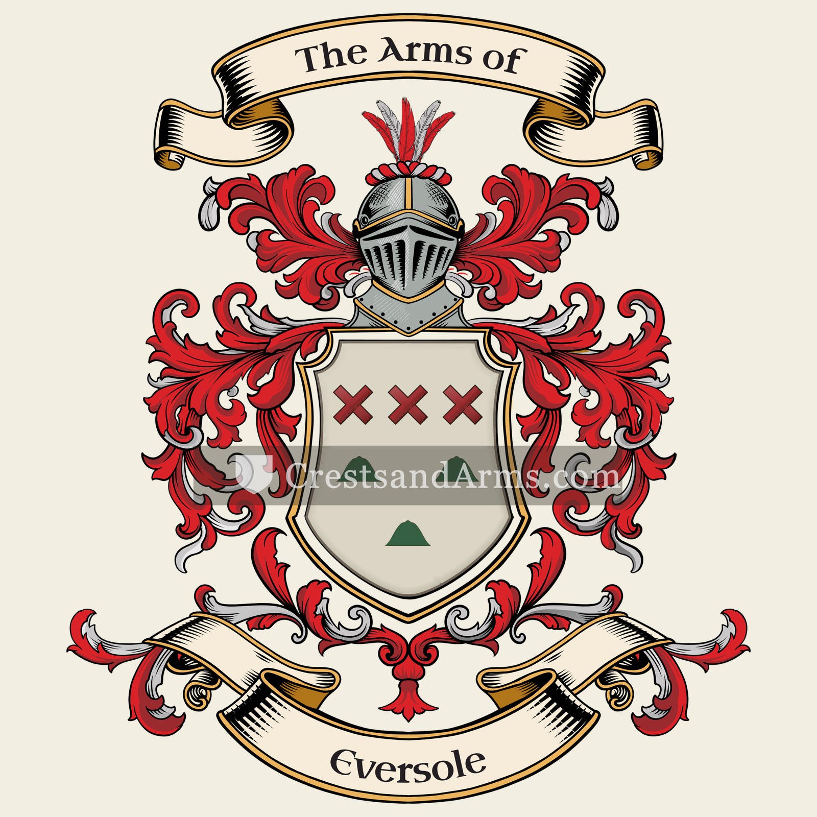 The Eversole coat of arms, drawn from the recorded blazon