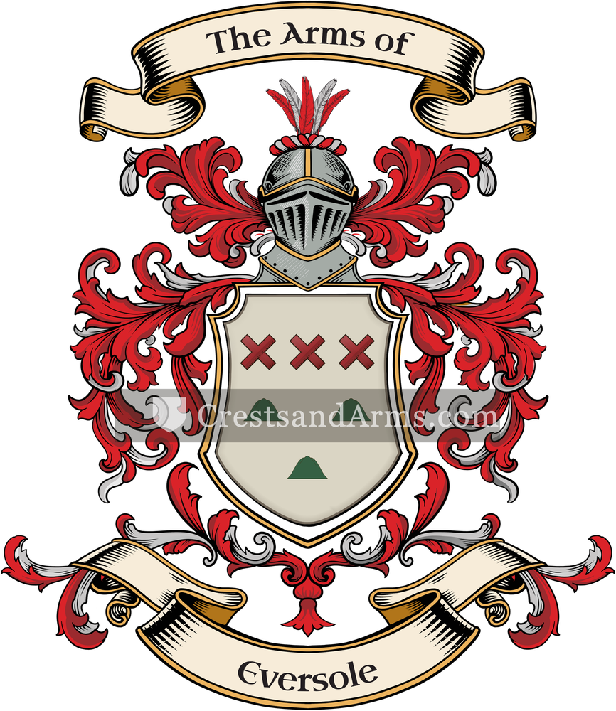 The Eversole coat of arms, drawn from the recorded blazon