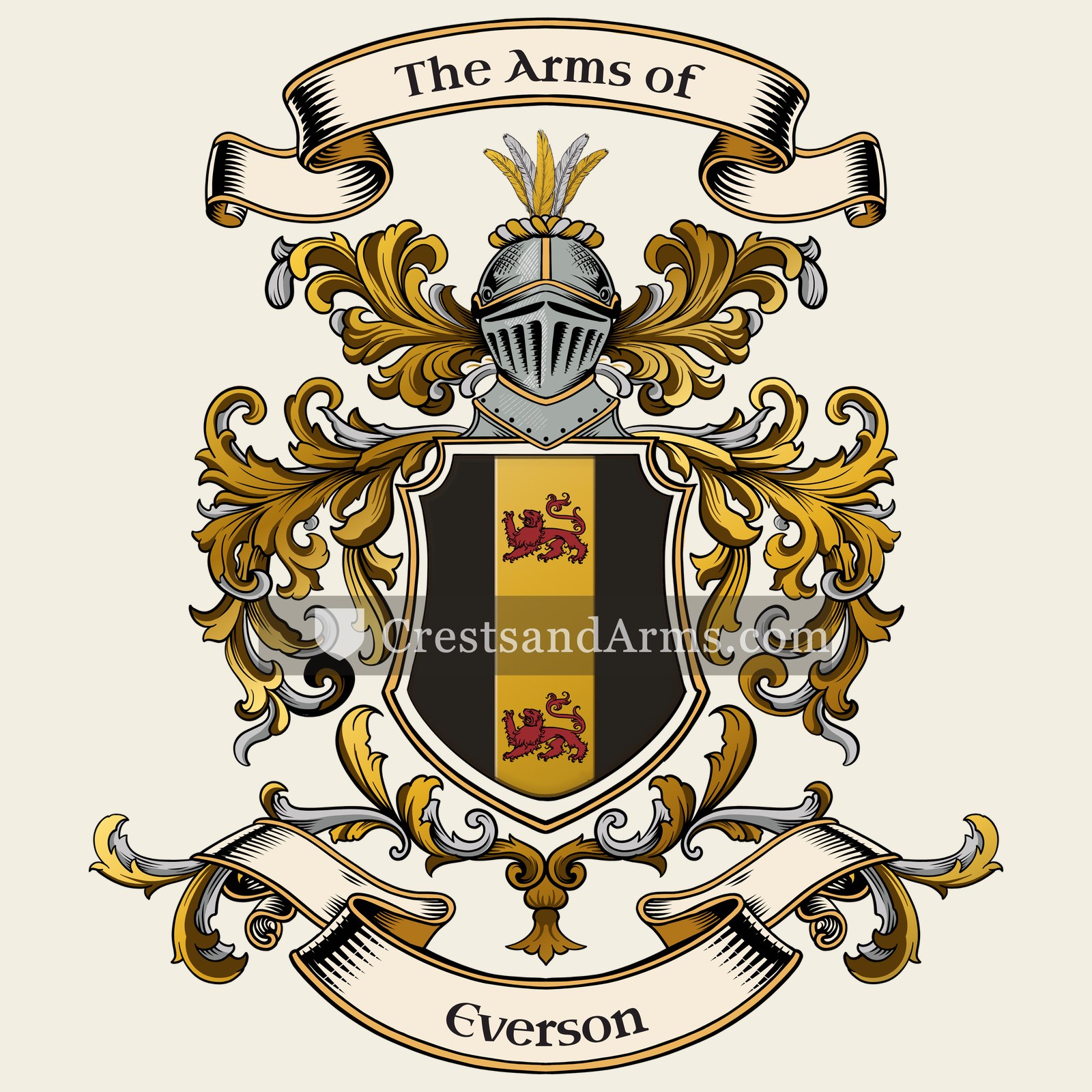 The Everson coat of arms, drawn from the recorded blazon