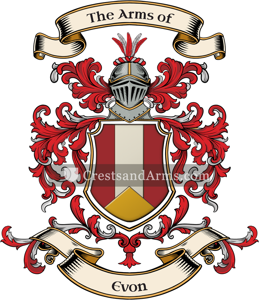 The Evon coat of arms, drawn from the recorded blazon