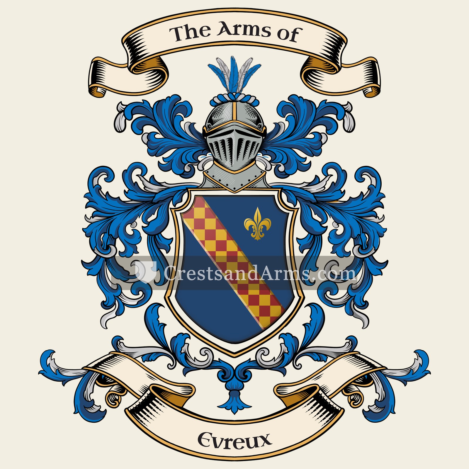 The Evreux coat of arms, drawn from the recorded blazon