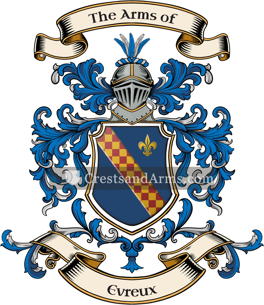 The Evreux coat of arms, drawn from the recorded blazon