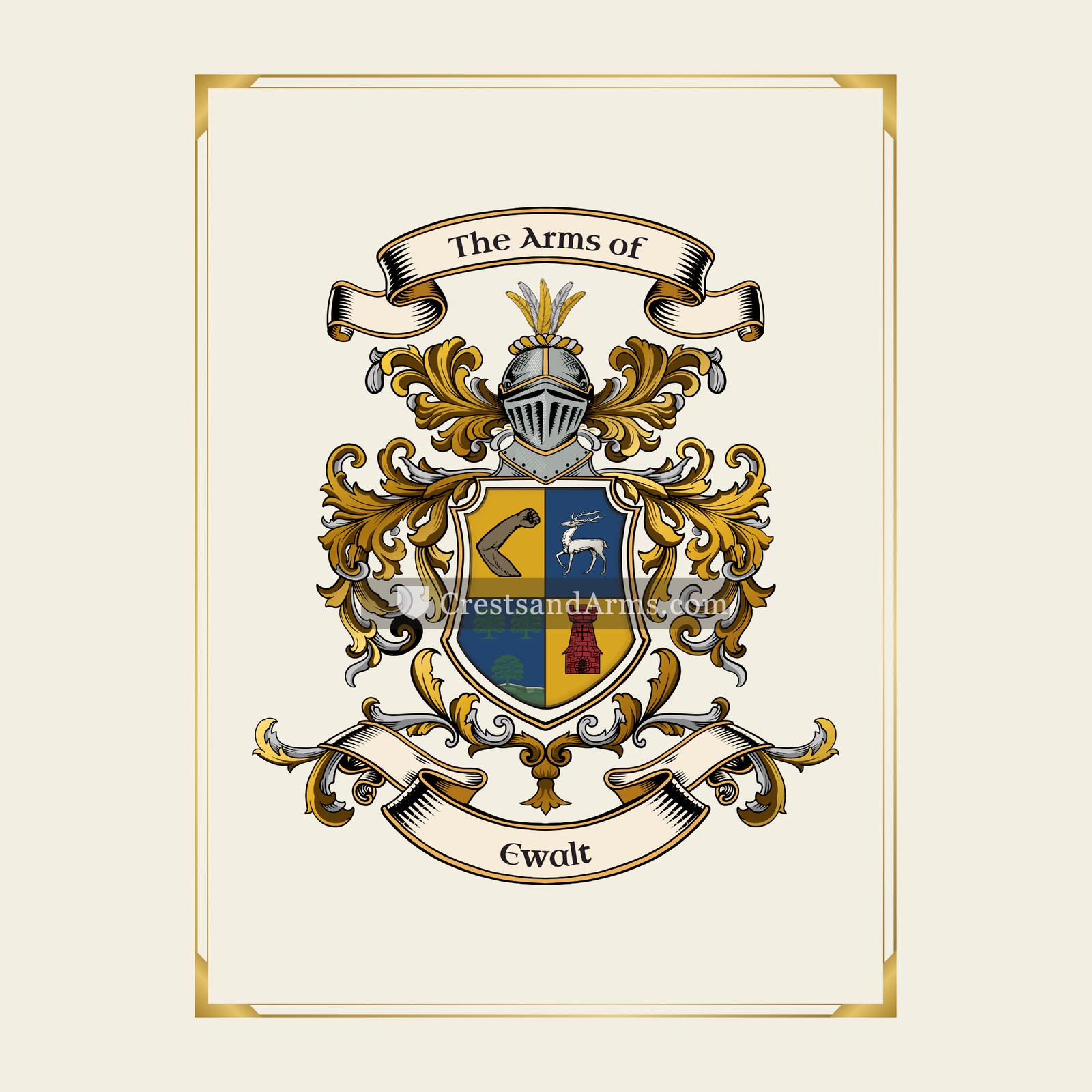 With gold border
