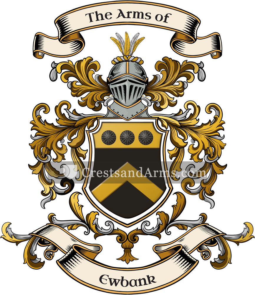 The Ewbank coat of arms, drawn from the recorded blazon