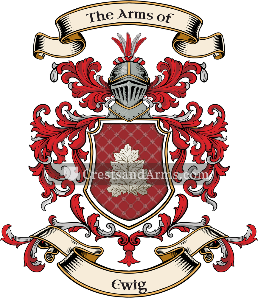 The Ewig coat of arms, drawn from the recorded blazon
