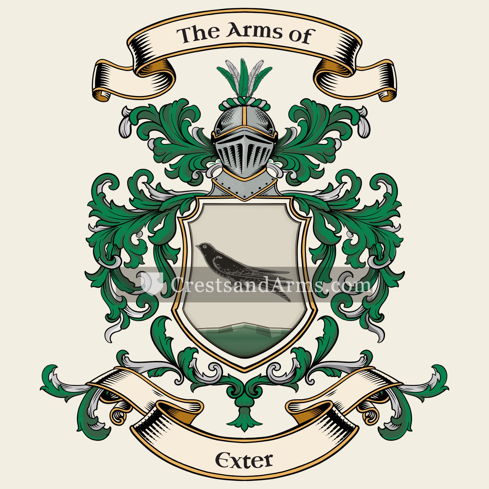 The Exter coat of arms, drawn from the recorded blazon