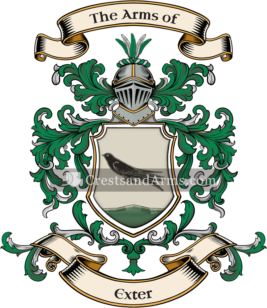 The Exter coat of arms, drawn from the recorded blazon