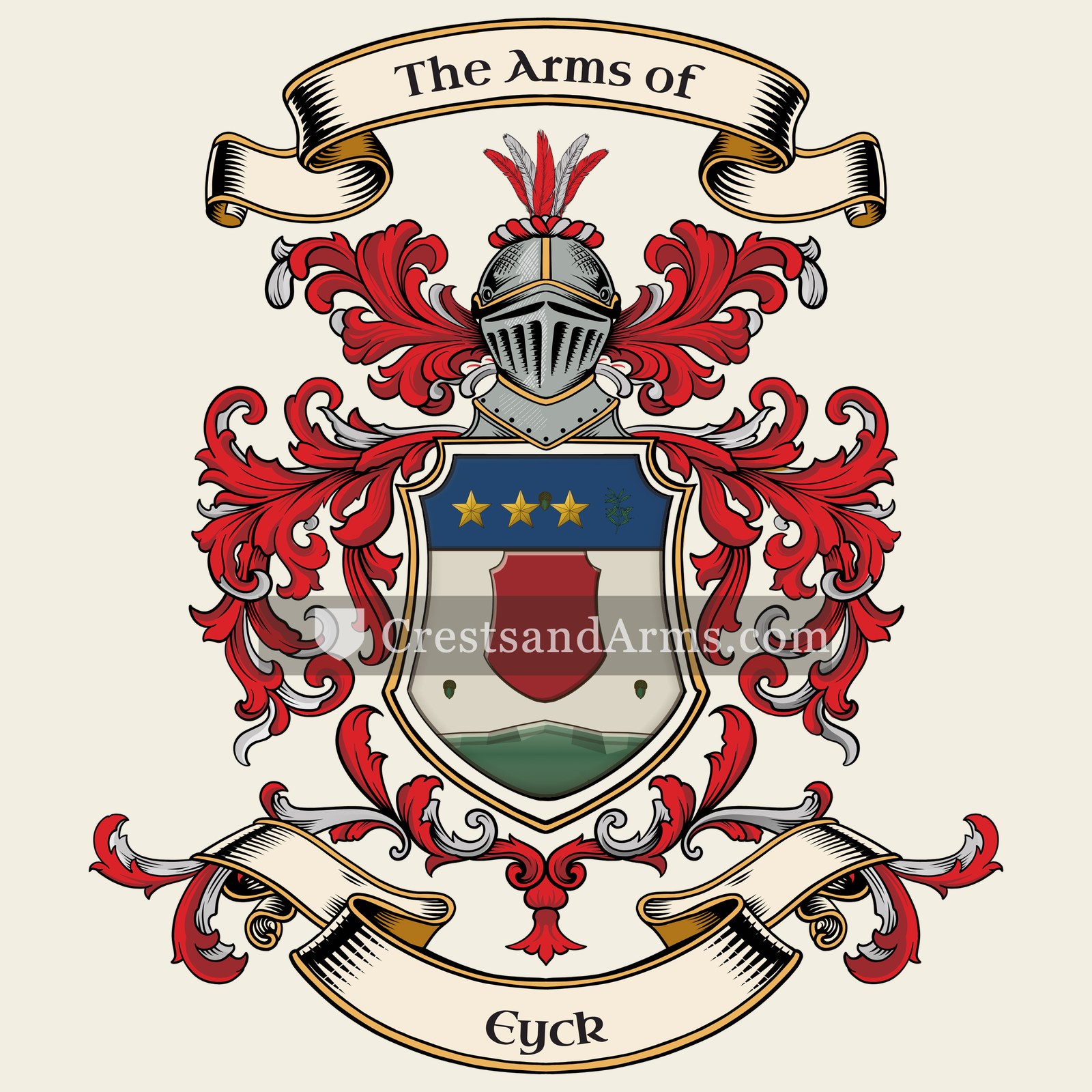 The Eyck coat of arms, drawn from the recorded blazon