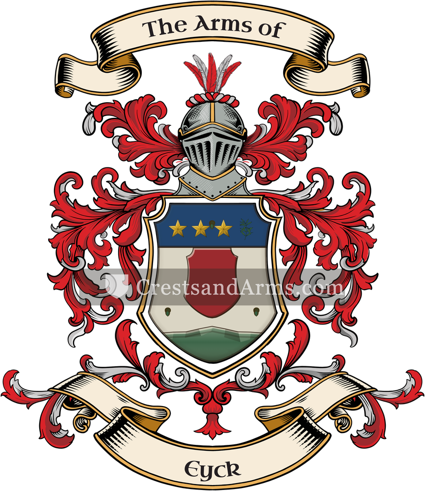 The Eyck coat of arms, drawn from the recorded blazon