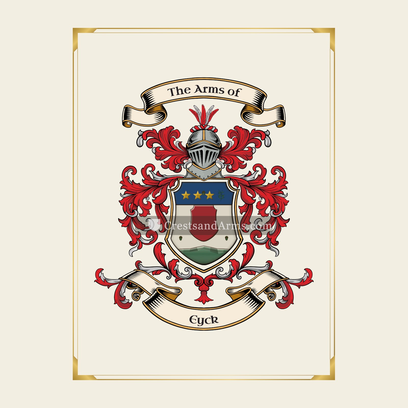 With gold border