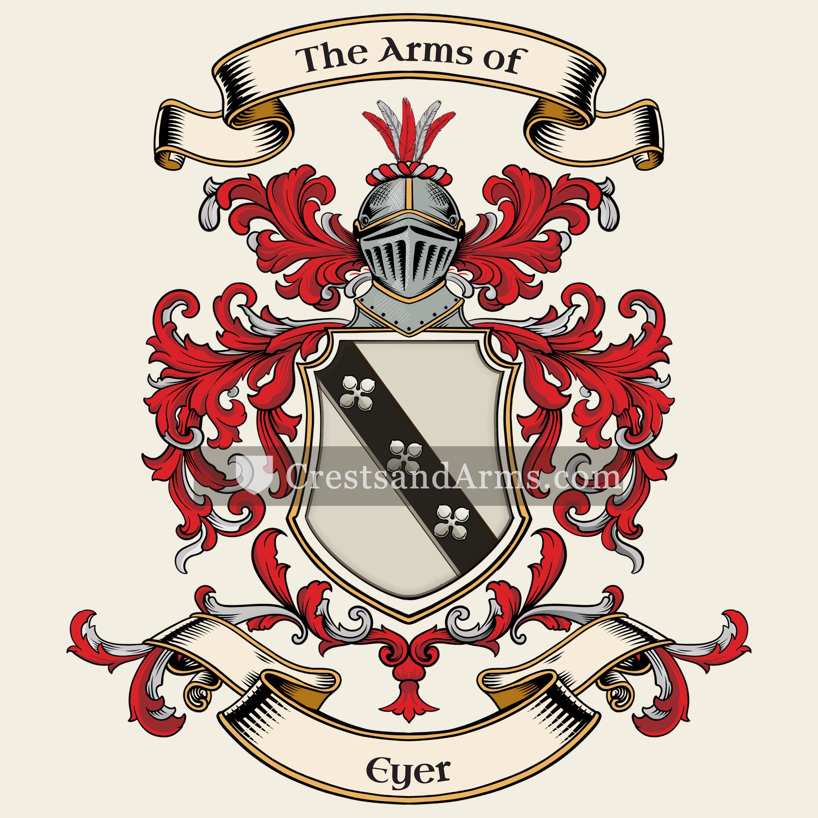 The Eyer coat of arms, drawn from the recorded blazon