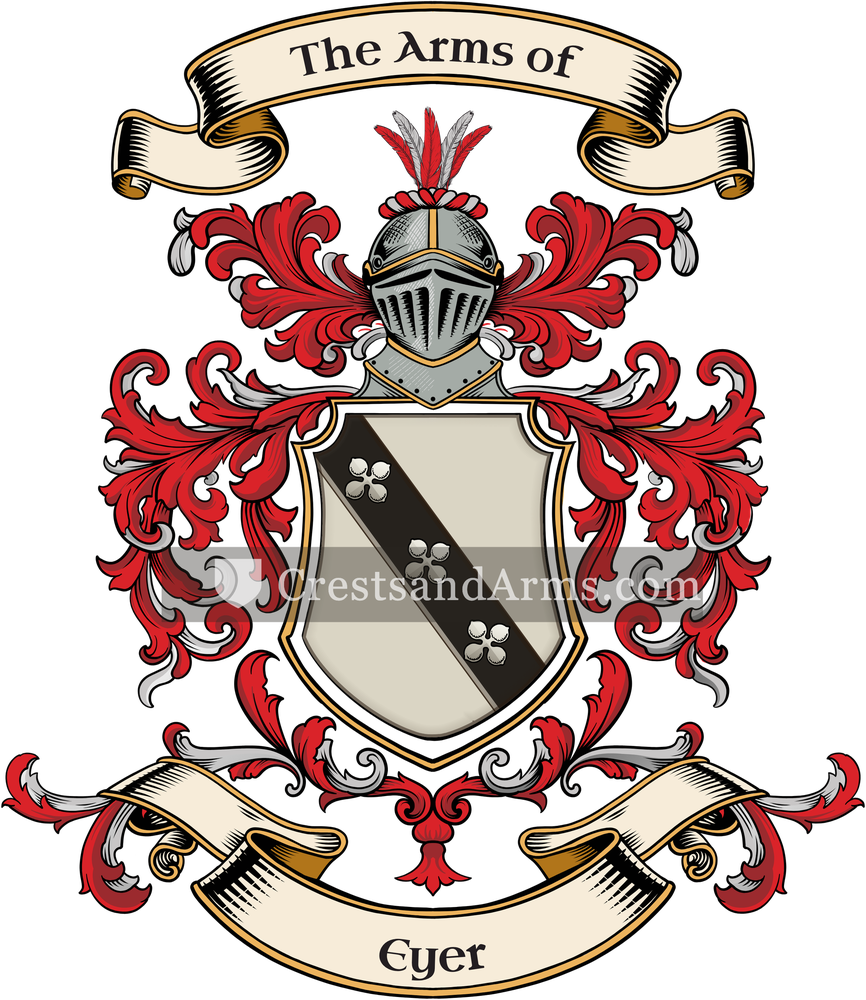 The Eyer coat of arms, drawn from the recorded blazon