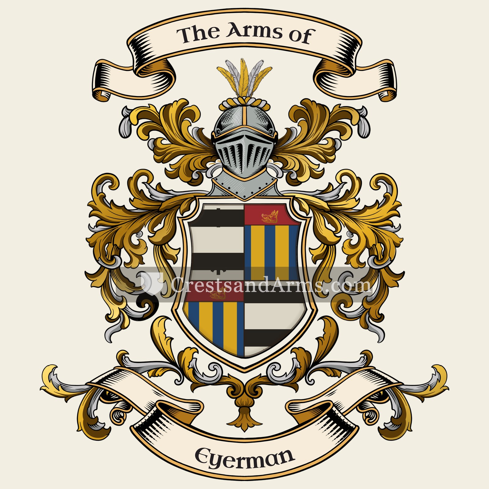 The Eyerman coat of arms, drawn from the recorded blazon