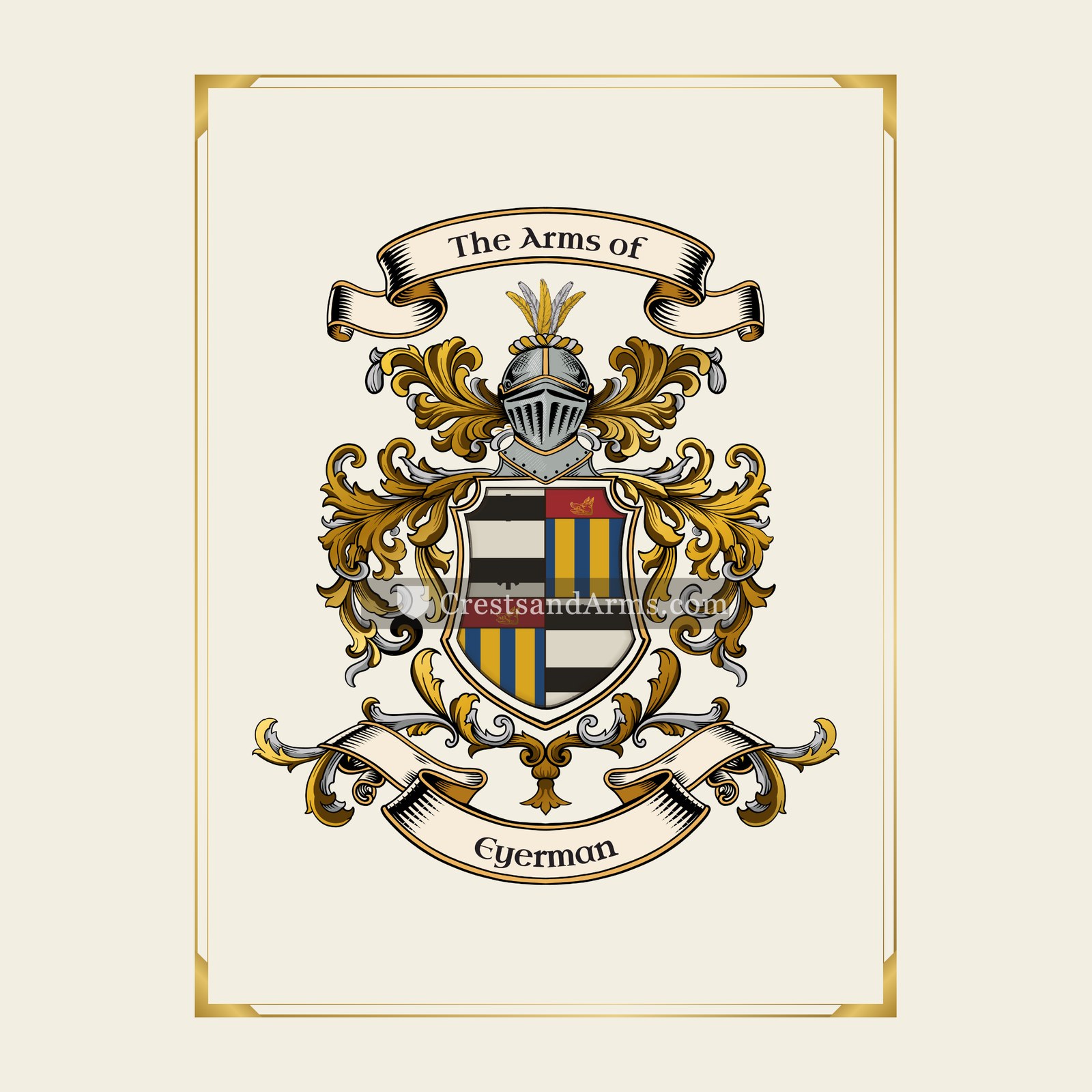 With gold border
