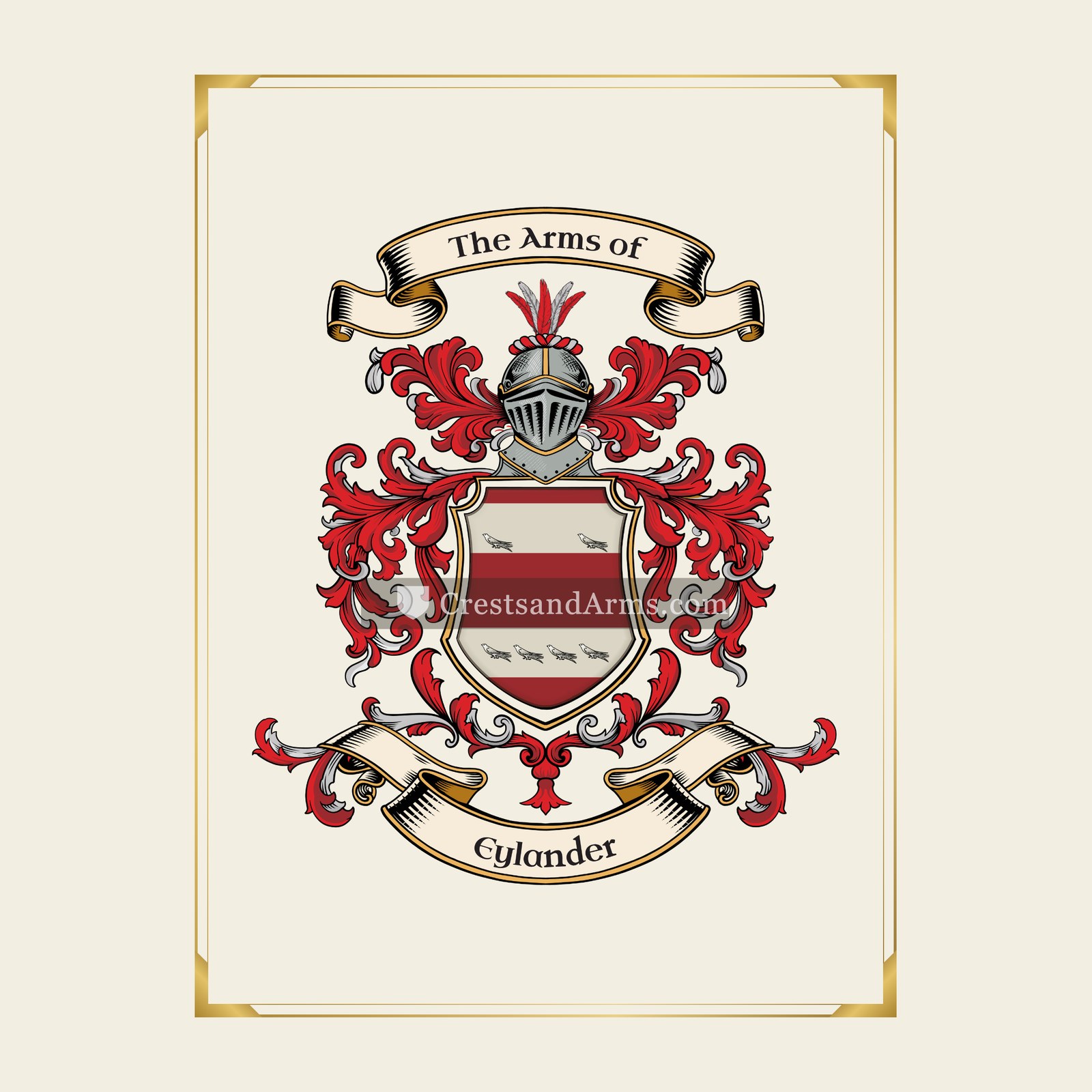 With gold border