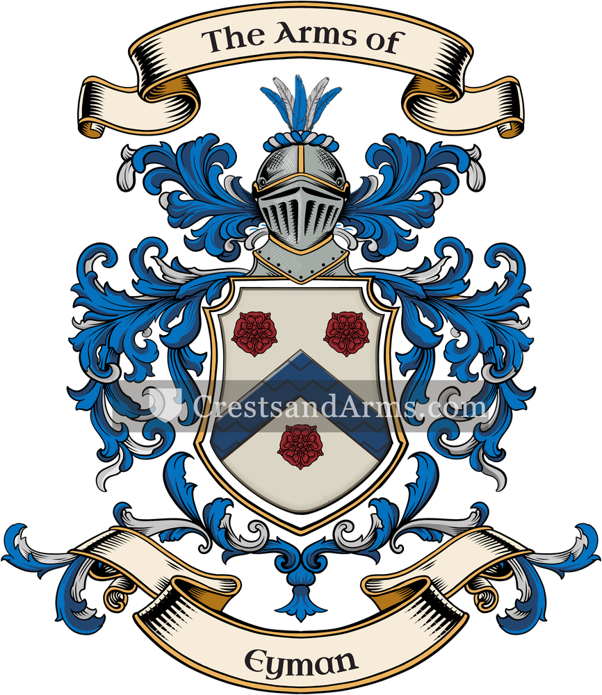 The Eyman coat of arms, drawn from the recorded blazon