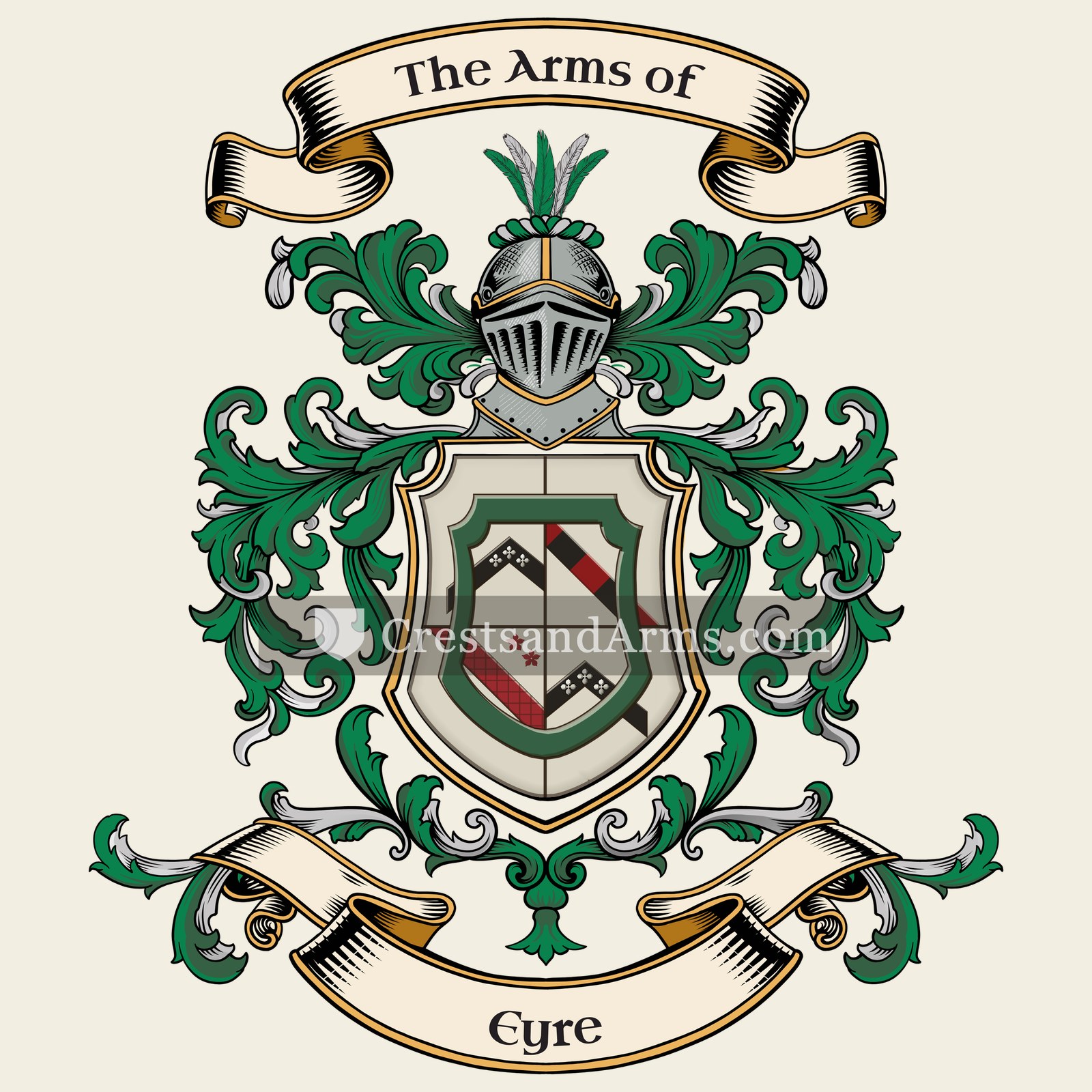 The Eyre coat of arms, drawn from the recorded blazon