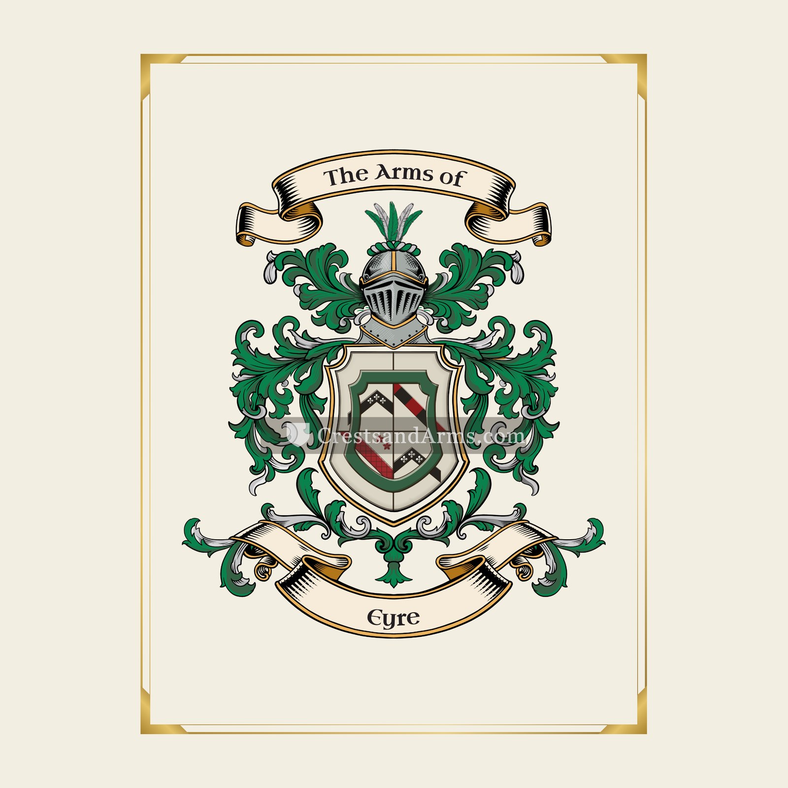 With gold border