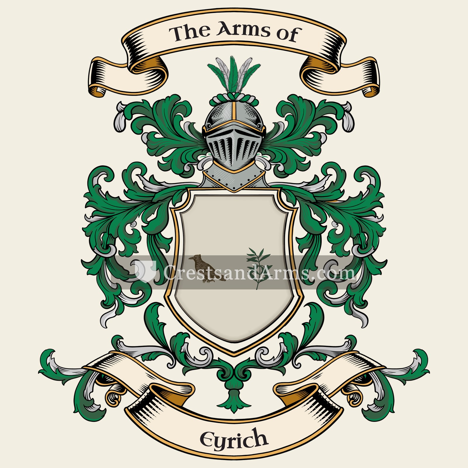 The Eyrich coat of arms, drawn from the recorded blazon