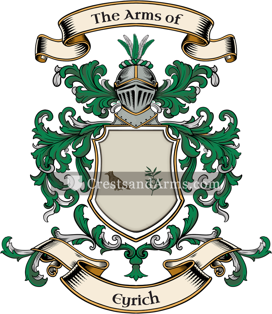 The Eyrich coat of arms, drawn from the recorded blazon