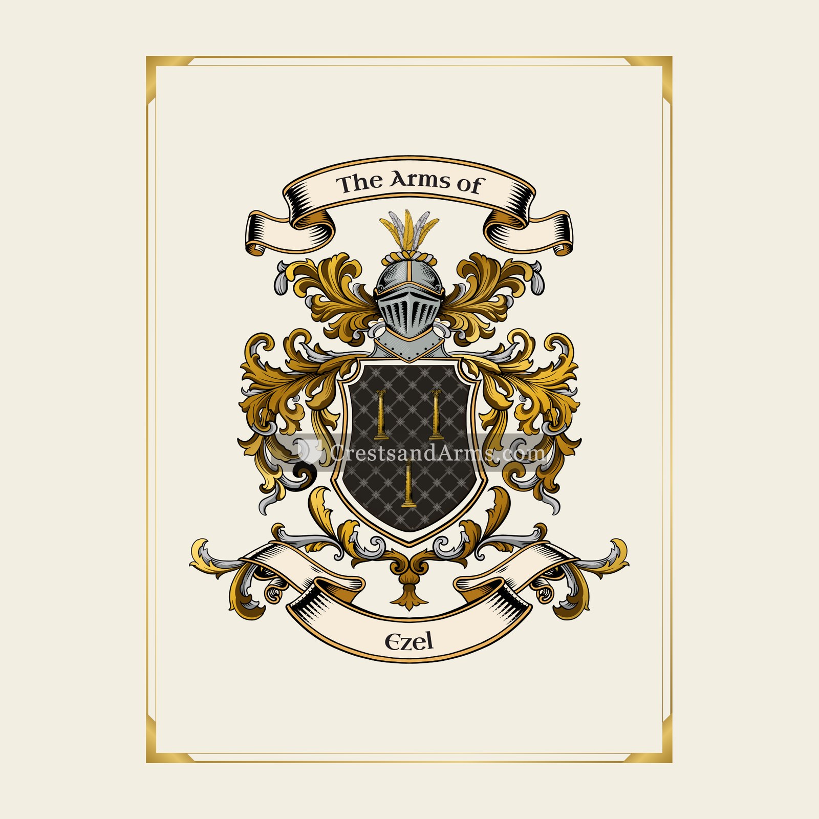 With gold border