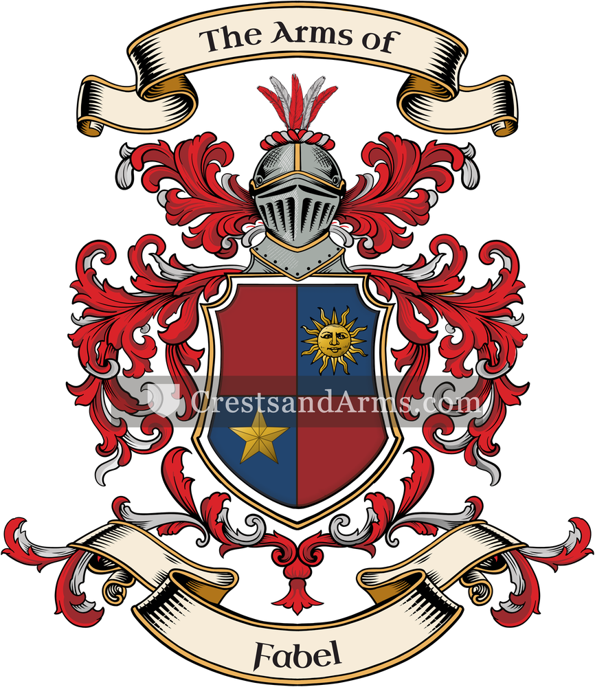 The Fabel coat of arms, drawn from the recorded blazon