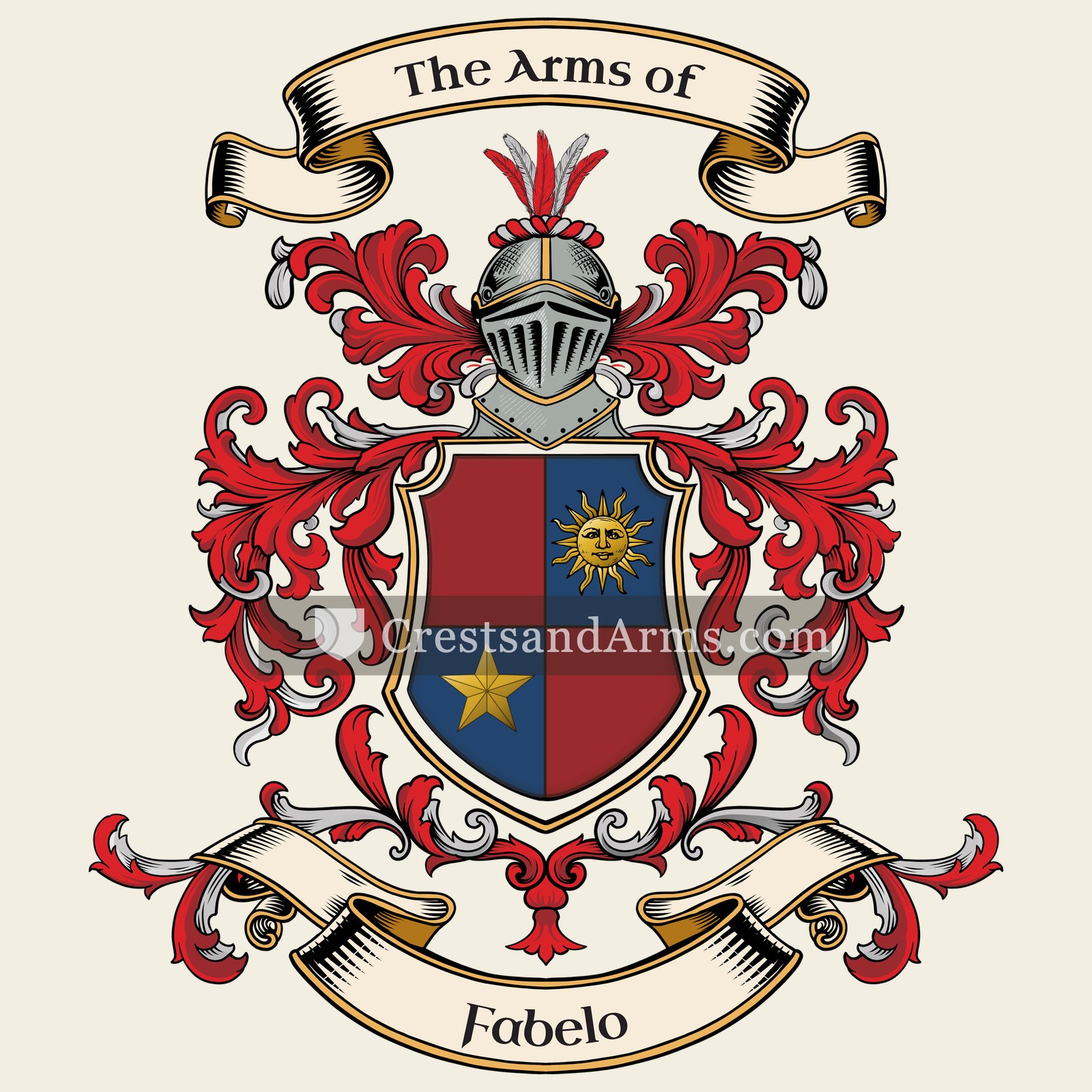 The Fabelo coat of arms, drawn from the recorded blazon