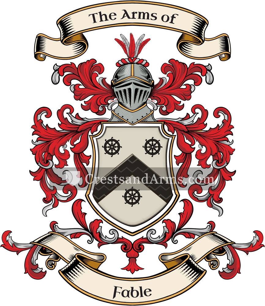The Fable coat of arms, drawn from the recorded blazon