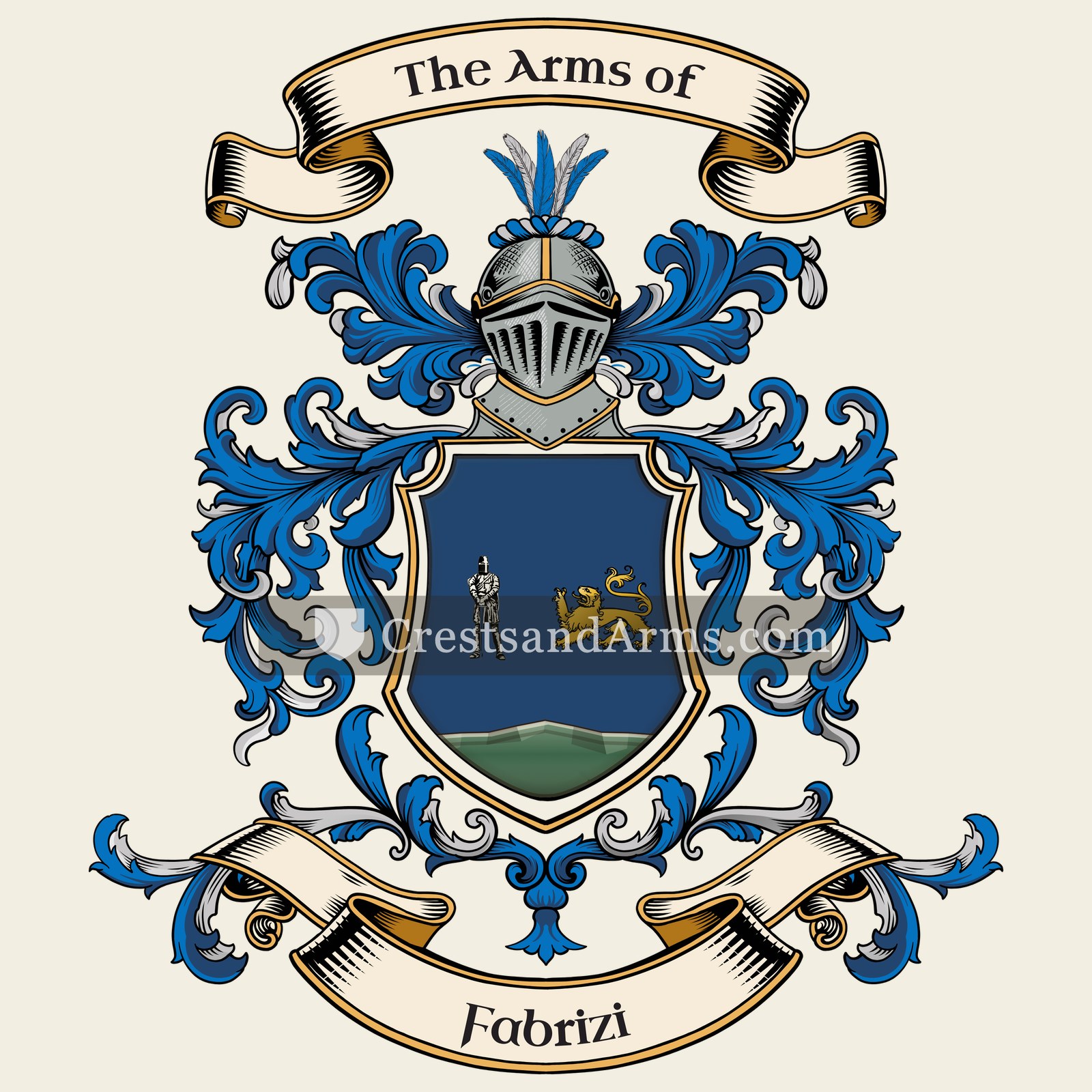 The Fabrizi coat of arms, drawn from the recorded blazon