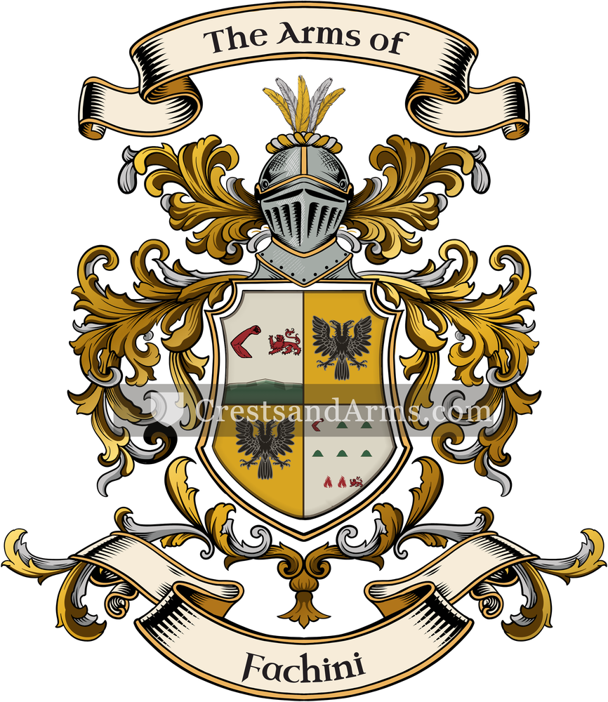 The Fachini coat of arms, drawn from the recorded blazon
