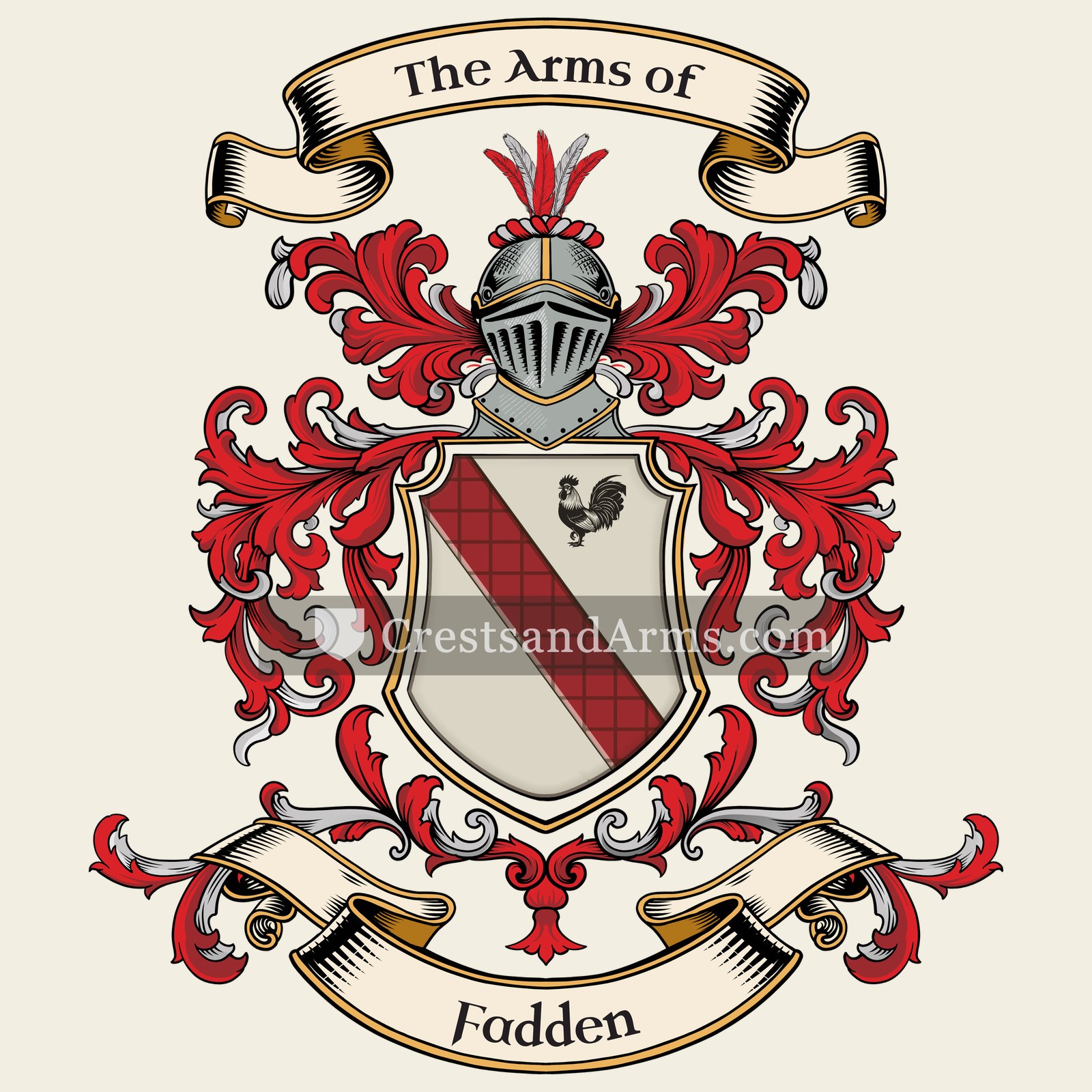 The Fadden coat of arms, drawn from the recorded blazon