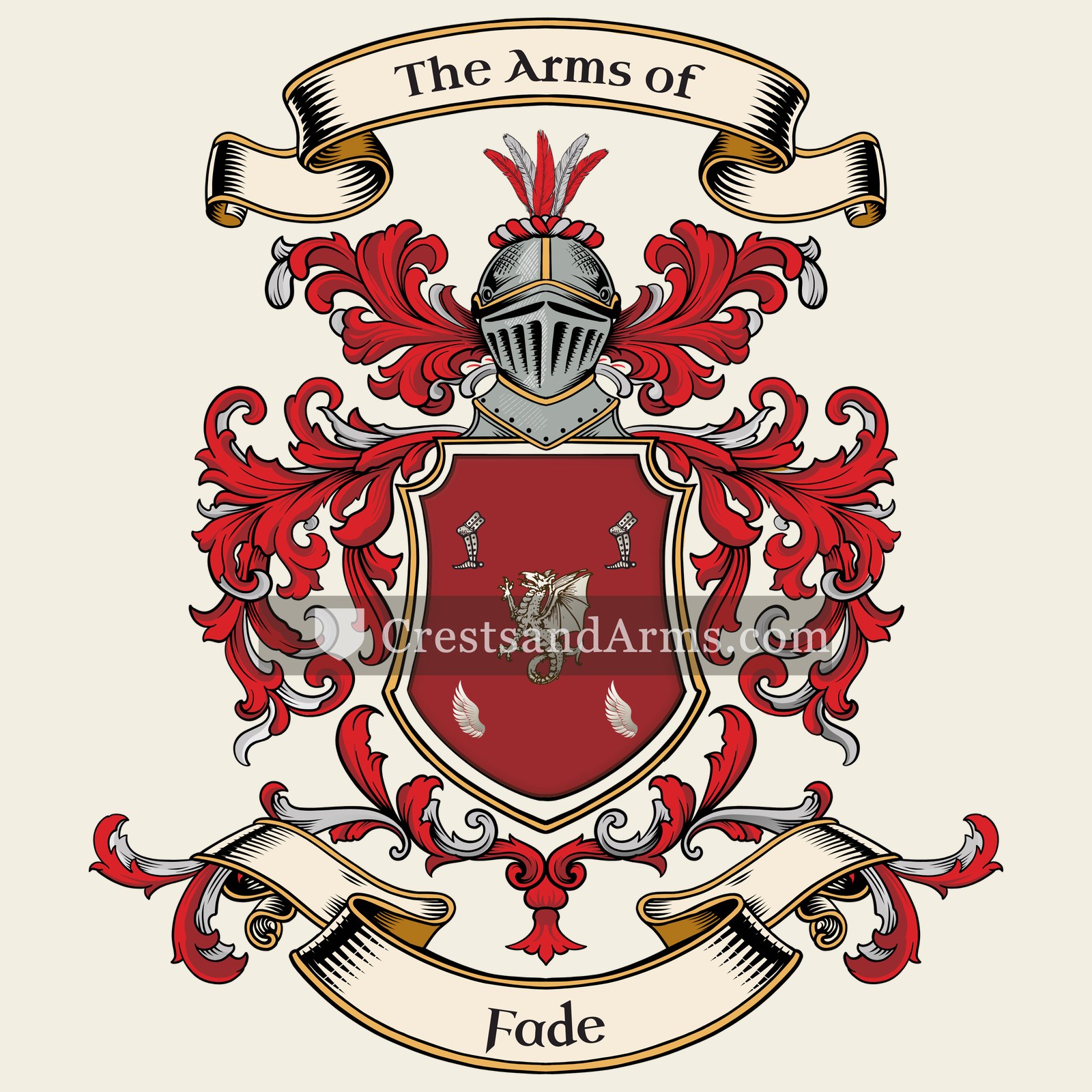 The Fade coat of arms, drawn from the recorded blazon